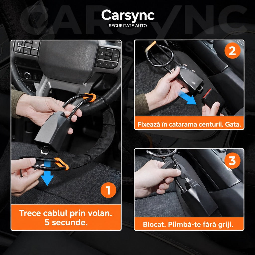 Blocator Volan Antifurt CarSync — Sistem de Siguranță cu Cheie