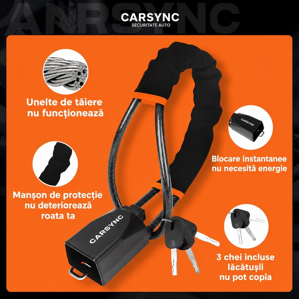 Blocator Volan Antifurt CarSync — Sistem de Siguranță cu Cheie