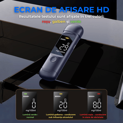 Etilotest Digital Non-Contact, Precizie +0.015%, Calibrare Automata, Memorare Rezultate, Display LCD, Autonomie Extinsa, Negru