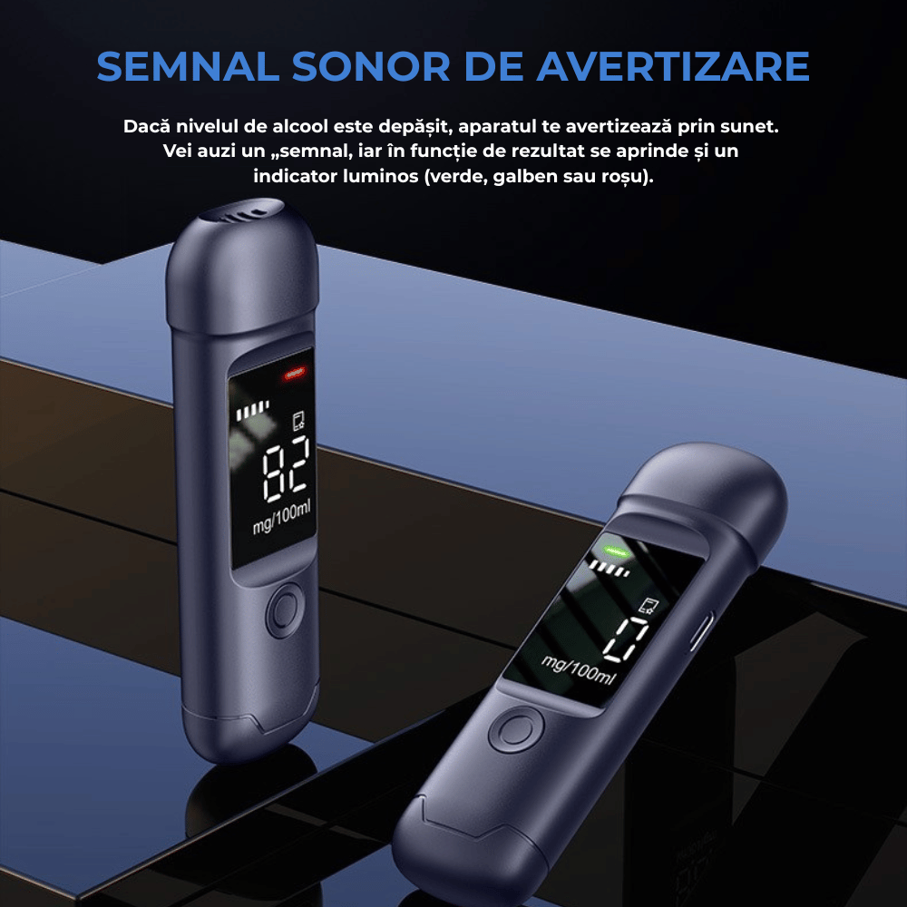 Etilotest Digital Non-Contact, Precizie +0.015%, Calibrare Automata, Memorare Rezultate, Display LCD, Autonomie Extinsa, Negru