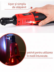Carsync Cheie cu Clichet Electrică Fără Fir 12V – Set 3/8" cu 2 Acumulatori 2000mAh & Încărcător
