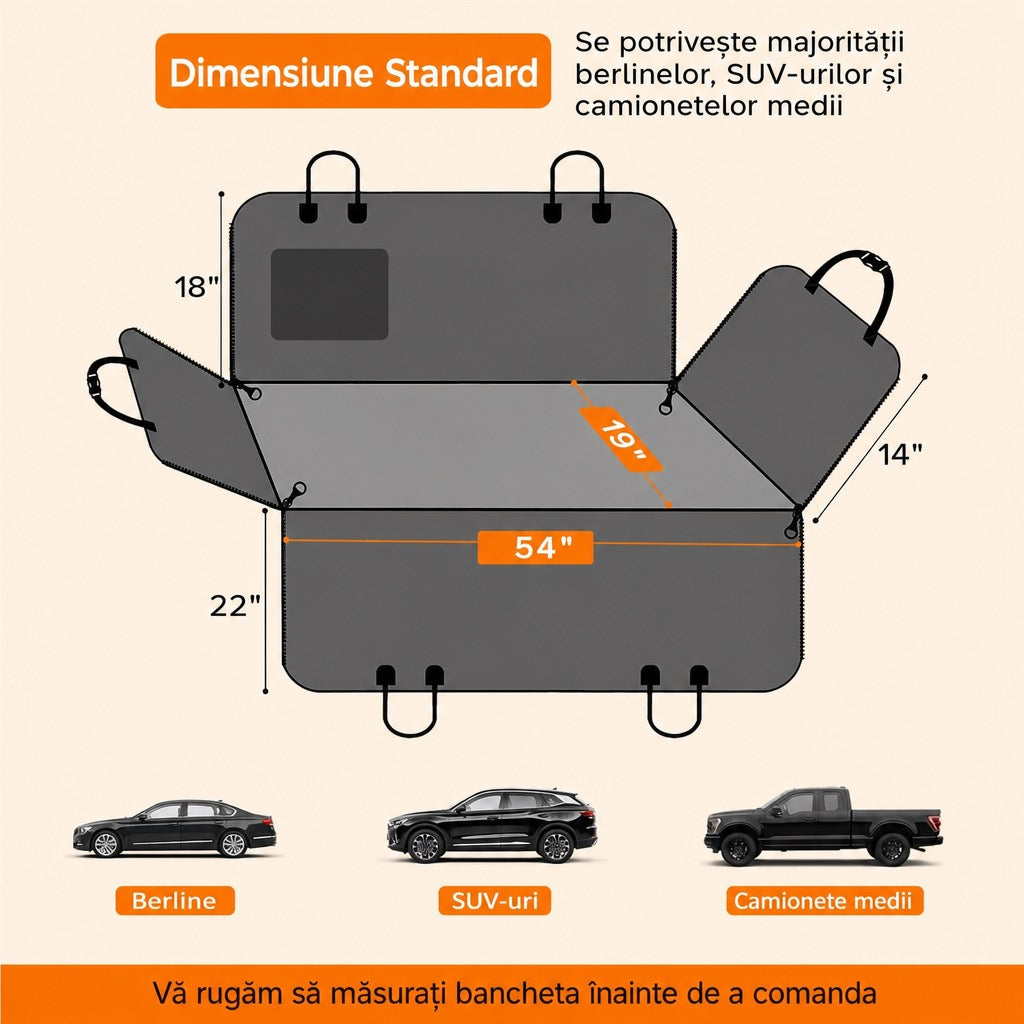 Carsync Husă Auto Câini Impermeabilă – Antizgârieturi & Antiderapant pentru Bancheta din Spate