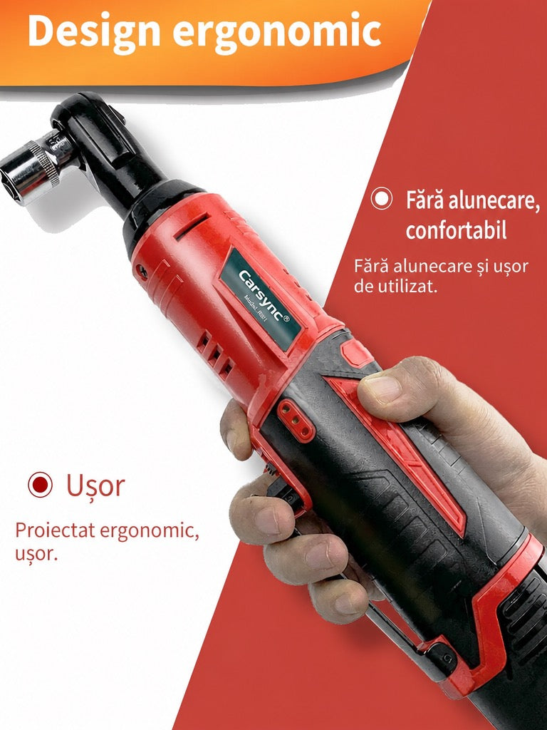 Carsync Cheie cu Clichet Electrică Fără Fir 12V – Set 3/8" cu 2 Acumulatori 2000mAh & Încărcător