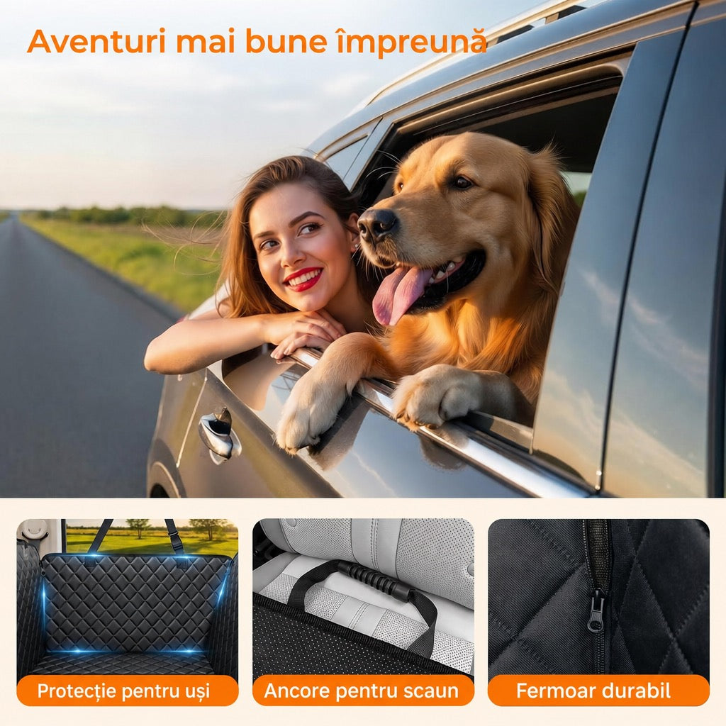 Carsync Husă Auto Câini Impermeabilă – Antizgârieturi & Antiderapant pentru Bancheta din Spate