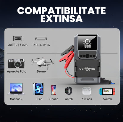 Carsync EXTREME 4 IN 1 | Starter Auto, Compresor Aer, Baterie Portabila, Lanterna