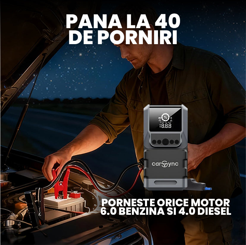 Carsync EXTREME 4 IN 1 | Starter Auto, Compresor Aer, Baterie Portabila, Lanterna