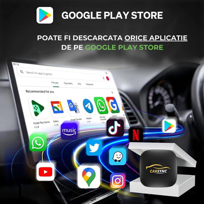 Adaptor Carplay/Android Auto Wireless + Sistem Android 13.0 (Google Play Store)