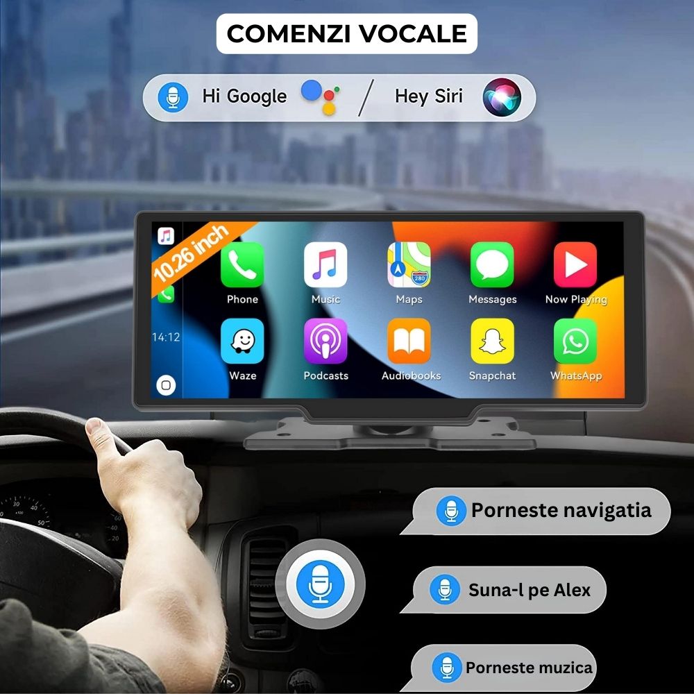 Carplay/Android Auto Wireless 26 cm + Camera Marsarier + Camera de Bord