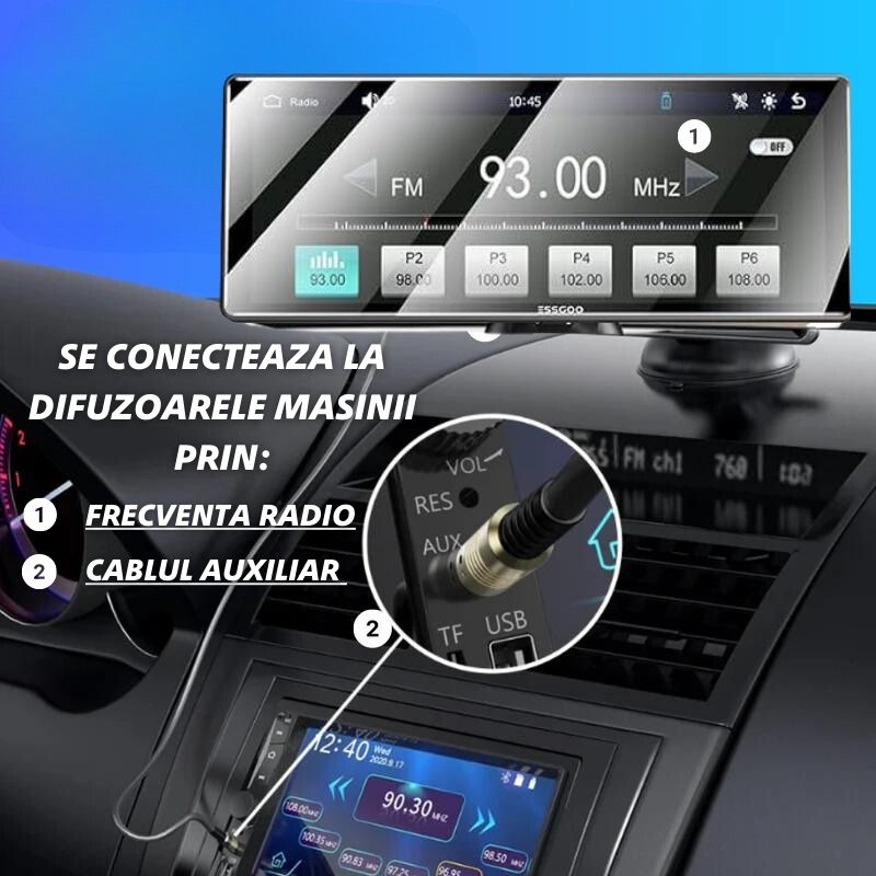 Carplay/Android Auto Wireless 26 cm + Camera Marsarier + Camera de Bord