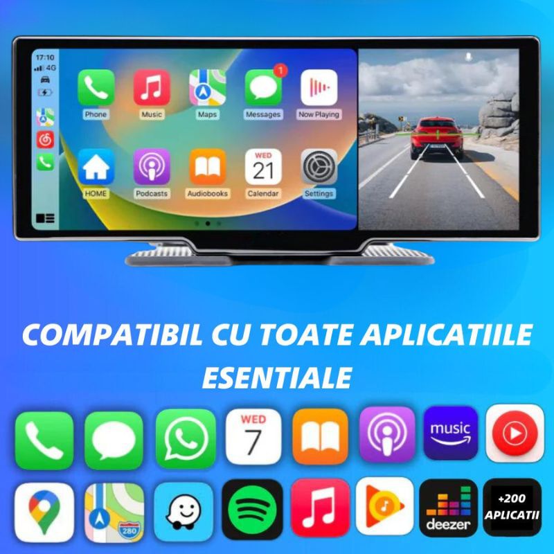 Carplay/Android Auto Wireless 26 cm + Camera Marsarier + Camera de Bord