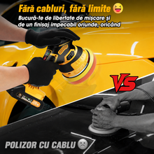Carsync Polisher Auto Fără Fir 21V – 2 Acumulatori 2000mAh, 18 Accesorii, 6 Trepte Viteză