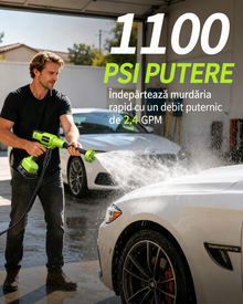 Carsync Aparat Spălat cu Presiune Portabil Fără Fir 76 bari – Motor Integral Cupru, Acumulator, Furtun 7m & Geantă