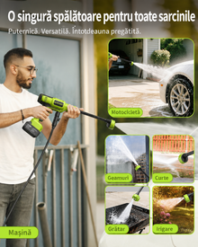 Carsync Aparat Spălat cu Presiune Portabil Fără Fir 76 bari – Motor Integral Cupru, Acumulator, Furtun 7m & Geantă