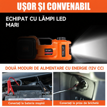 Carsync Set Cric Hidraulic Electric Auto 5 Tone 12V – cu Cheie de Impact, Pompă Umflat Anvelope & LED