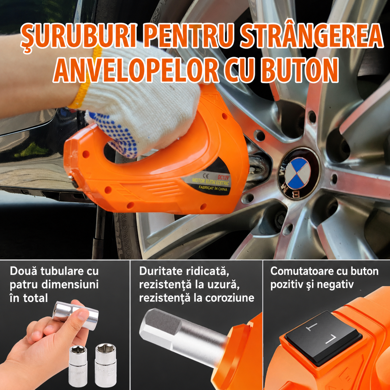 Carsync Set Cric Hidraulic Electric Auto 5 Tone 12V – cu Cheie de Impact, Pompă Umflat Anvelope & LED