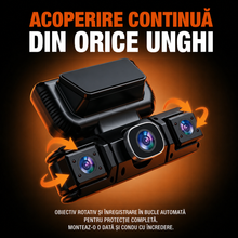 Carsync Vision - Cameră Auto 360° 4 Canale cu GPS, WiFi și Vedere Nocturnă Card 128GB Inclus